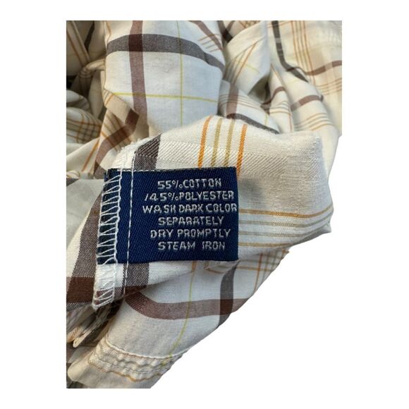 Delf Trading Inc Mens Size 3XL Long Sleeve Beige Striped Brown Button Up Shirt - Picture 6 of 13